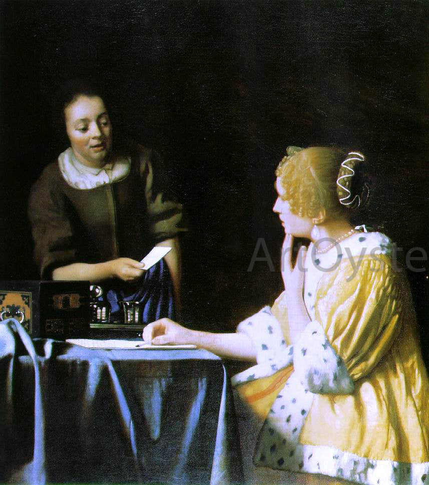  Johannes Vermeer Mistress and Maid - Canvas Print