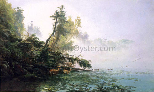  James McDougal Hart Misty Morning on Racket Lake - Canvas Print