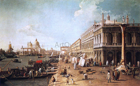  Canaletto Molo with the Library (also known as Molo Looking Towards the Zecca) - Canvas Print