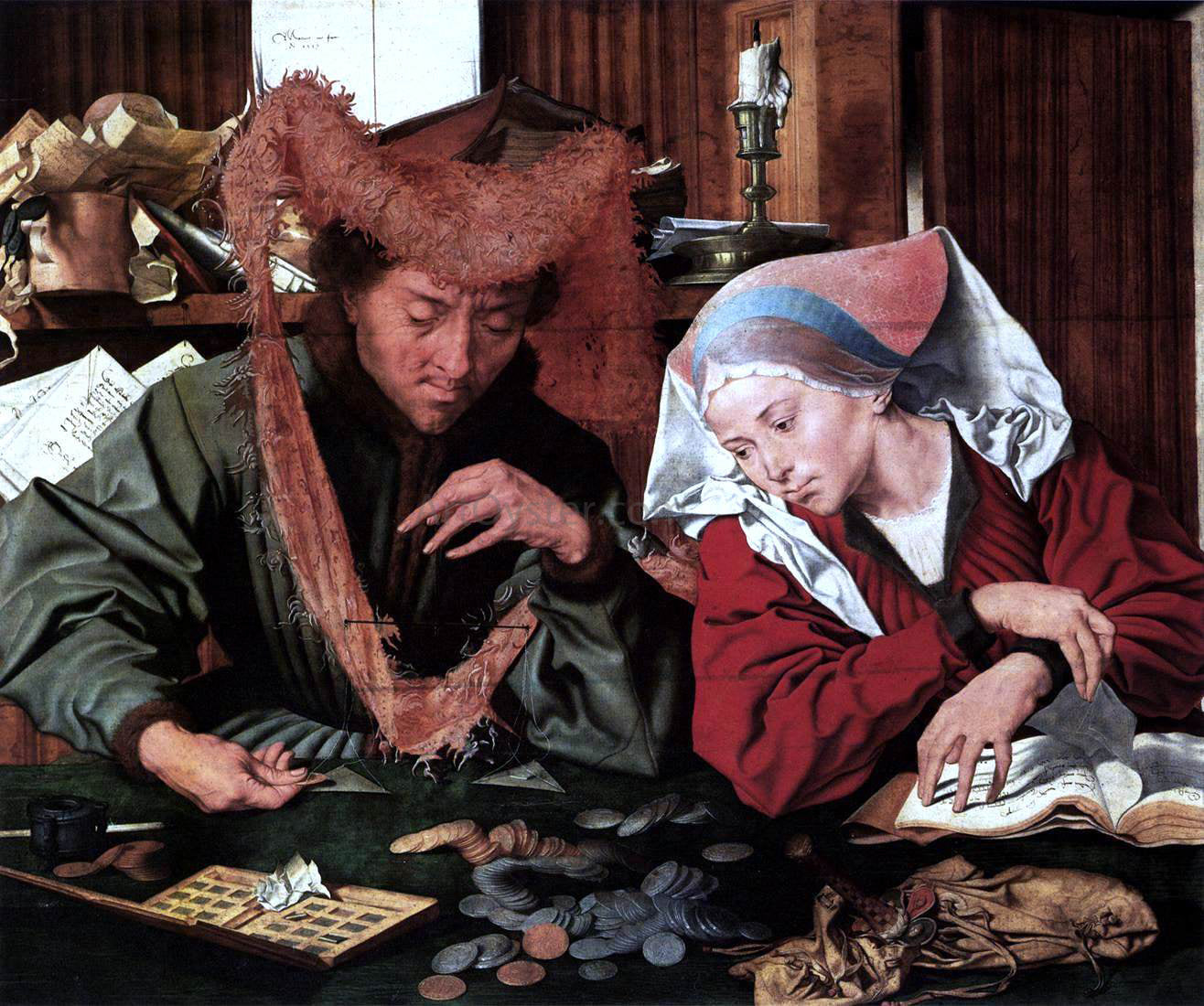  Marinus Van Reymerswaele Money-Changer and his Wife - Canvas Print