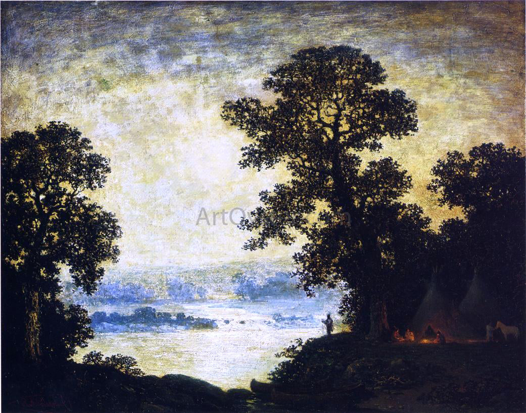  Ralph Albert Blakelock Moonlight, Indian Encampment - Canvas Print