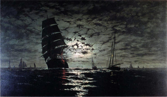  Franklin J Stanwood Moonlight Marine - Canvas Print
