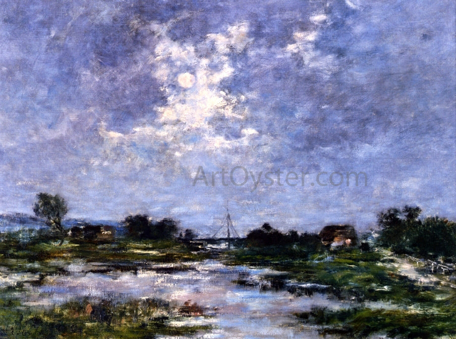  Eugene-Louis Boudin Moonlight on the Marshes, The Toques - Canvas Print