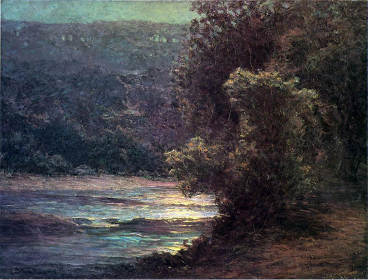  John Ottis Adams Moonlight on the Whitewater - Canvas Print