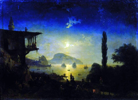  Ivan Constantinovich Aivazovsky Moonlit Night on the Crimea, Gurzuf - Canvas Print