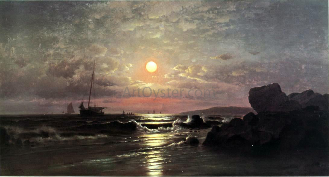 Francis A Silva Moonrise on the New England Coast - Canvas Print