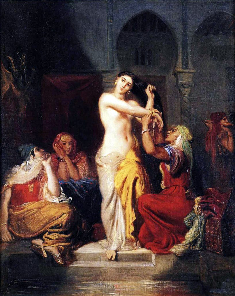  Theodore Chasseriau Moorish Woman Leaving the Bath in the Seraglio - Canvas Print
