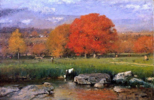  George Inness Morning, Catskill Valley (also known as The Red Oaks) - Canvas Print
