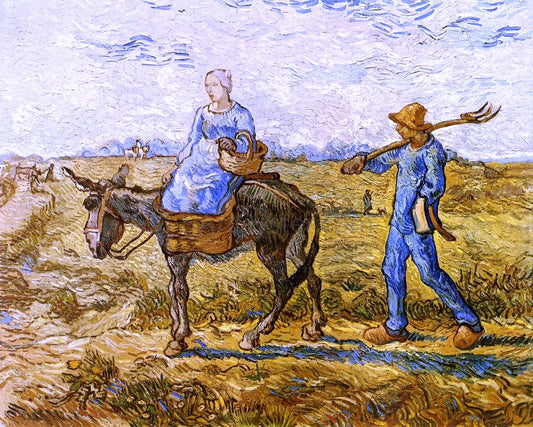  Vincent Van Gogh Morning: Peasant Couple Going to Work (after Millet) - Canvas Print