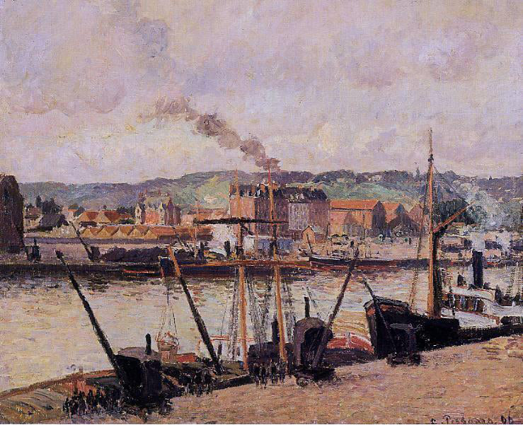  Camille Pissarro Morning, Rouen, the Quays - Canvas Print