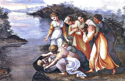  Raphael Moses Saved from the Water (Loggia on the second floor, Palazzi Pontifici, Vatican) - Canvas Print