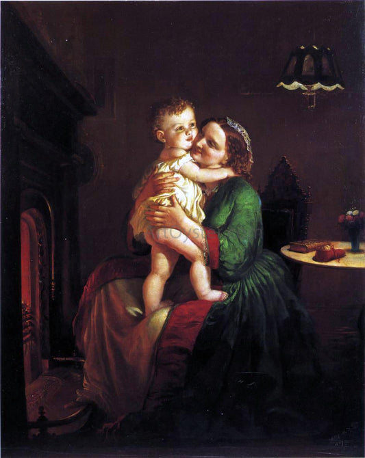  Lilly Martin Spencer Mother and Child by the Hearth - Canvas Print