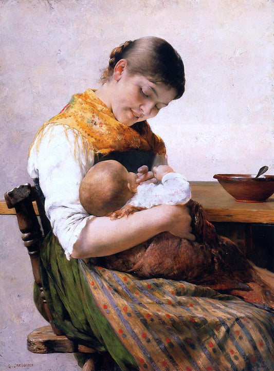  George Jakobides Mother and Child - Canvas Print