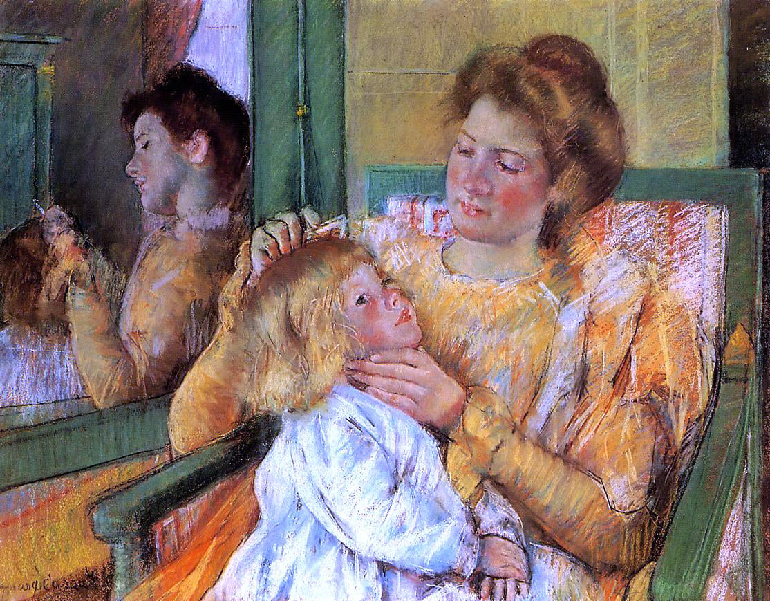  Mary Cassatt Mother Combing Her Child's Hair - Canvas Print