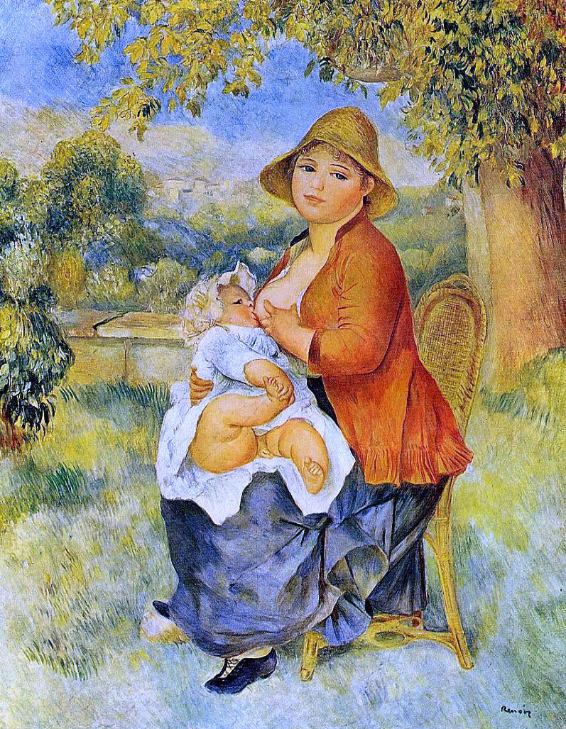  Pierre Auguste Renoir A Woman Breast Feeding Her Child (also known as Motherhood) - Canvas Print