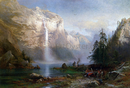  Herman Herzog Mountain Lake Camp - Canvas Print