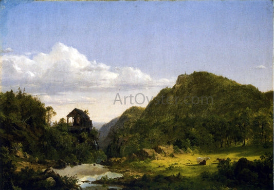  Frederic Edwin Church Mountain Landscape with Mill, Cows and Stream - Canvas Print