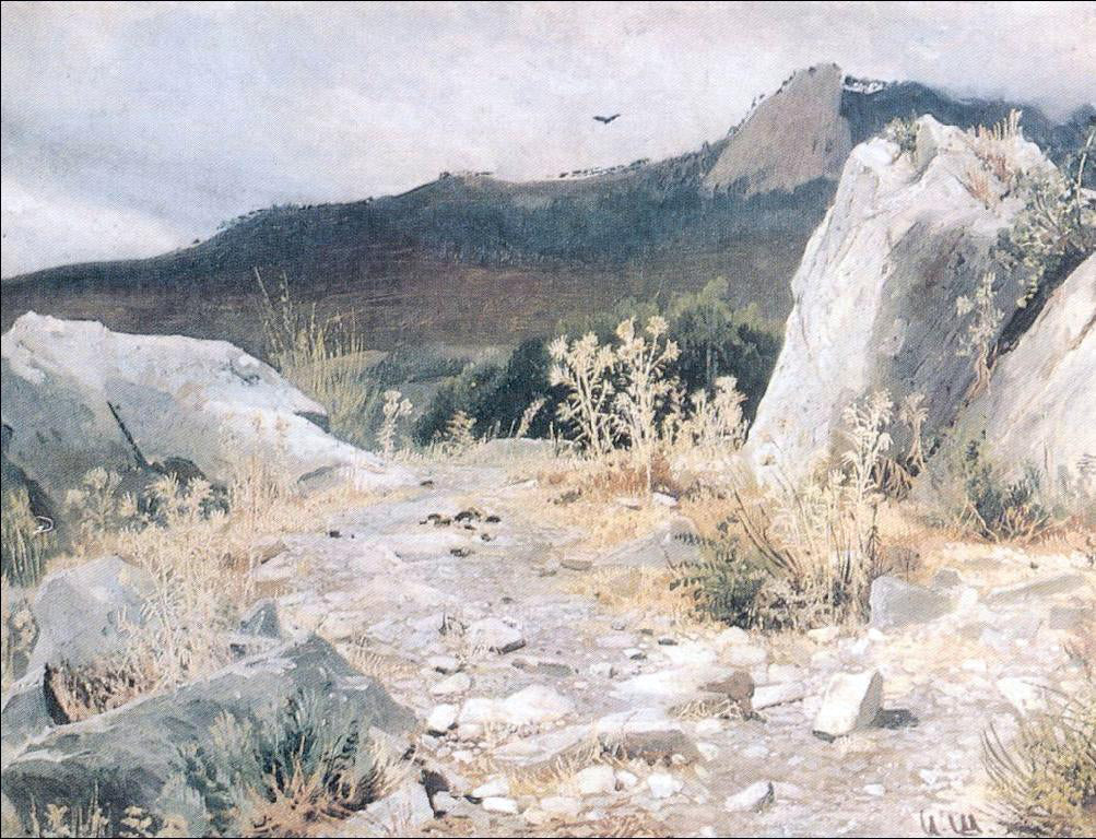  Ivan Ivanovich Shishkin Mountain Path, the Crimea (etude) - Canvas Print