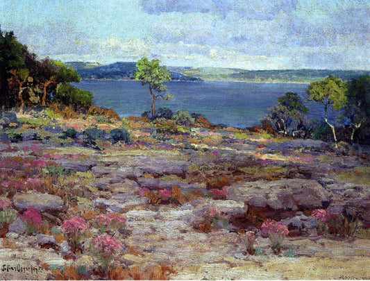  Julian Onderdonk Mountain Pinks in Bloom, Medina Lake, Southwest Texas - Canvas Print