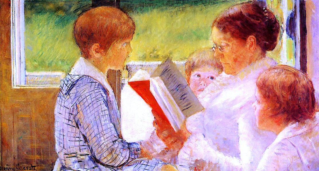  Mary Cassatt Mrs Cassatt Reading to Her Grandchildren - Canvas Print