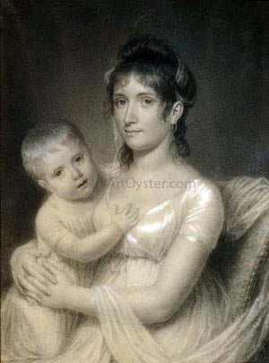  John Vanderlyn Mrs. Daniel Strobel, Jr. (Anna Church Strobel) and Her Son, George - Canvas Print
