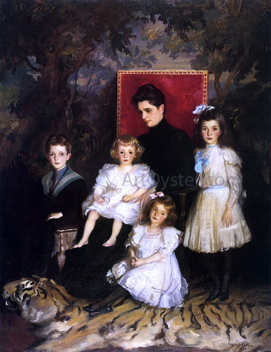  Edmund Tarbell Mrs. Horatio Nelson Slater and Her Children - Canvas Print