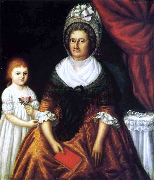  Joshua Johnson Mrs. John Moale (Ellin North) and Ellin North Moale - Canvas Print