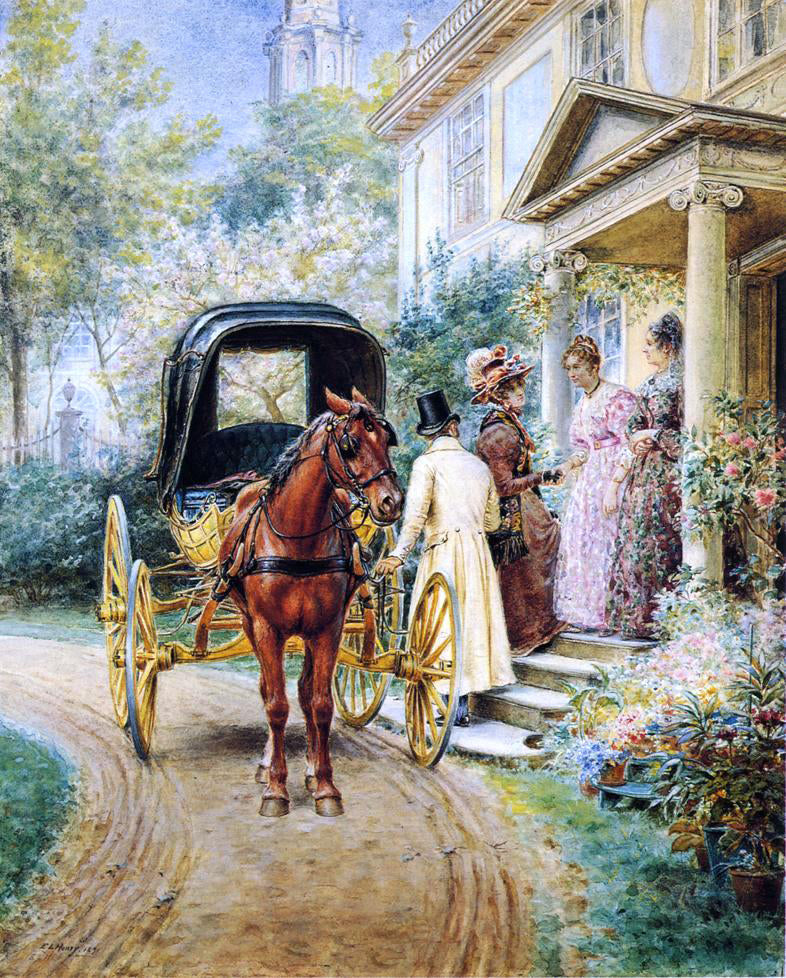  Edward Lamson Henry Mrs. Lydig and Her Daughter Greeting Their Guest - Canvas Print
