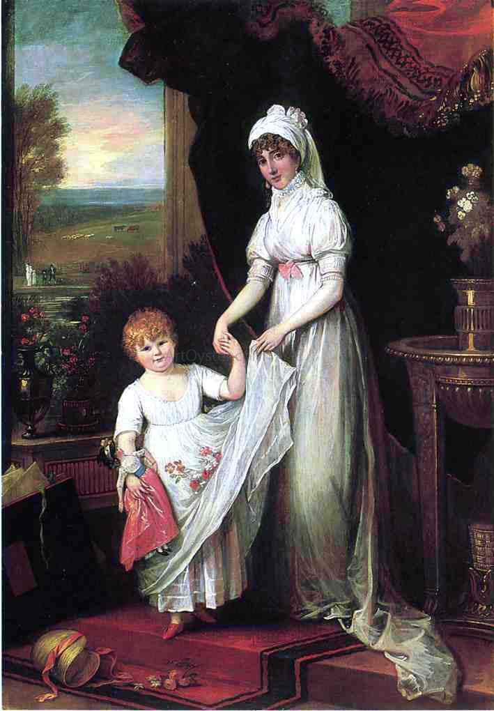  Benjamin West Mrs Thomas Keyes and Her Daughter - Canvas Print