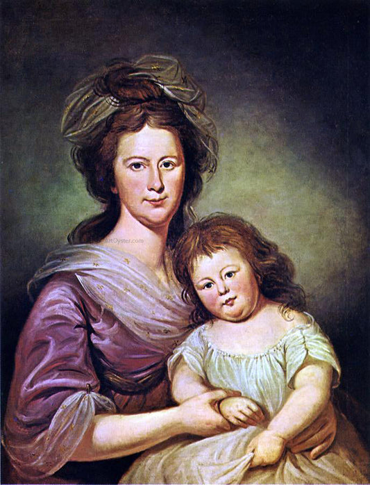  Charles Willson Peale Mrs. Thomas Leiper and Her Daughter, Helen Hamilton Leiper - Canvas Print
