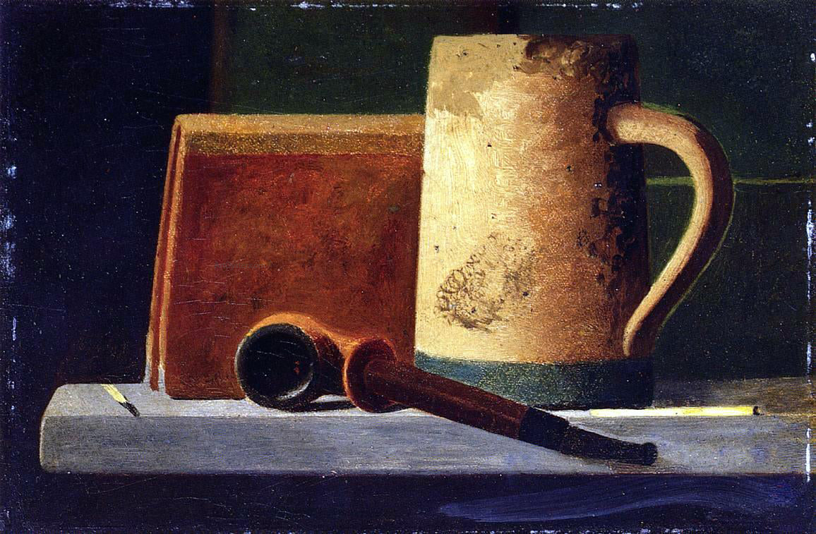  John Frederick Peto Mug, Pipe and Book in Window Ledge - Canvas Print