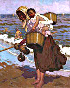  Alberto Pla Y Rubio Mujer en la Playa - Canvas Print