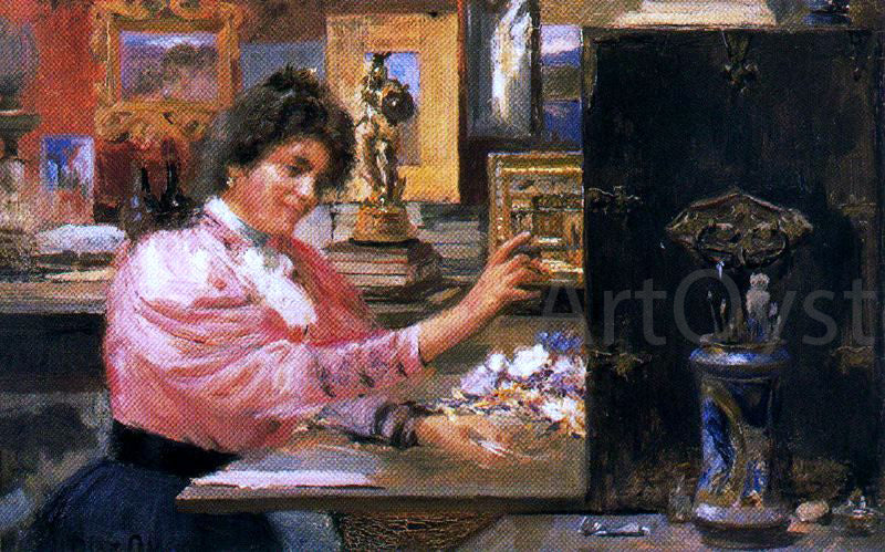  Ignacio Diaz Olano Mujer Escribiendo - Canvas Print