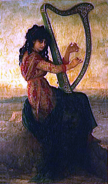  Antoine Ernest Hebert Muse en Dalmatique Jouant de la Harpe - Canvas Print