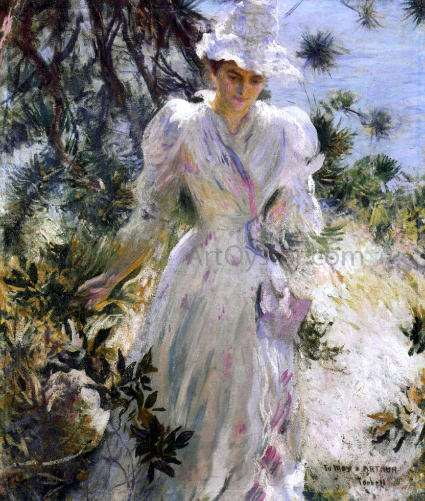  Edmund Tarbell My Wife, Emeline, in a Garden - Canvas Print