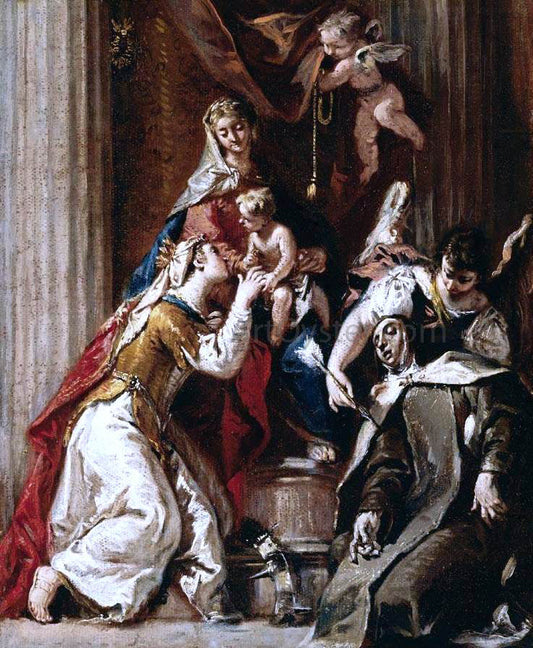  Francesco Fontebasso Mystic Marriage of St Catherine with St Therese - Canvas Print
