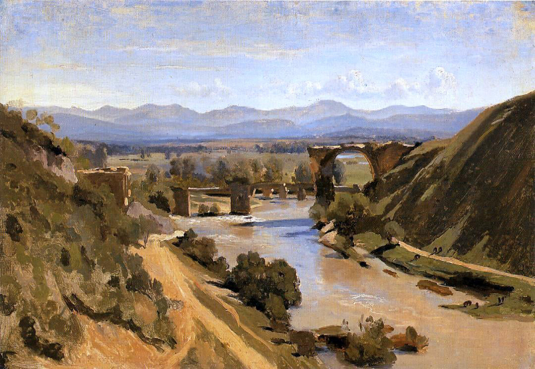  Jean-Baptiste-Camille Corot Narni - The Ponte Augusto over the Nera - Canvas Print