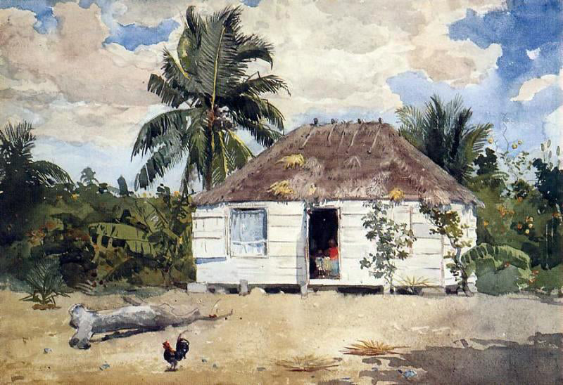  Winslow Homer Native Huts, Nassau - Canvas Print