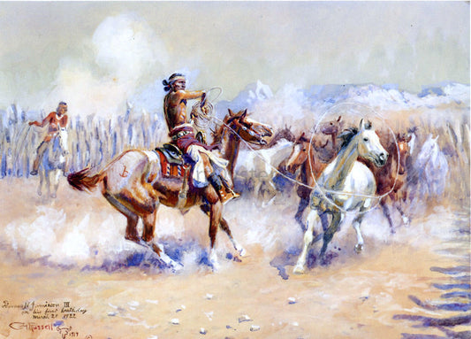  Charles Marion Russell Navajo Wild Horse Hunters - Canvas Print