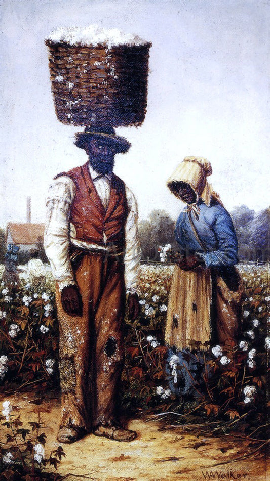  William Aiken Walker Negro Couple in Cotton Field, Woman with Yellow Bonnet - Canvas Print