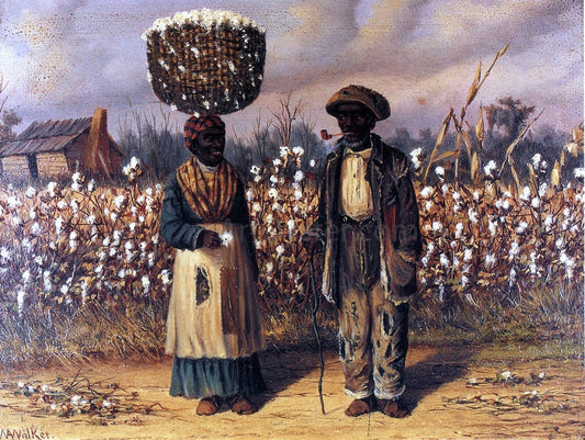  William Aiken Walker Negro Man and Woman in Cotton Field with Baskets of Cotton - Canvas Print