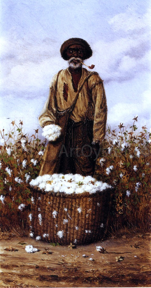  William Aiken Walker Negro Man in Cotton Field with Basket of Cotton - Canvas Print