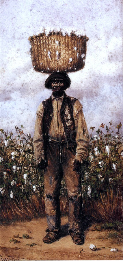  William Aiken Walker Negro Man in Cotton Field with Basket of Cotton on Head - Canvas Print