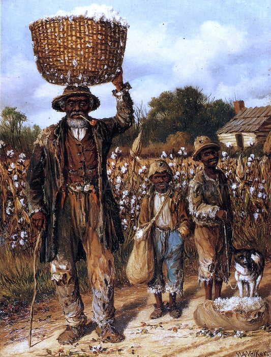  William Aiken Walker Negro Man, Two Boys and Dog in Cotton Field - Canvas Print