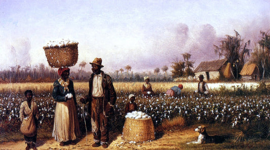  William Aiken Walker Negro Workers in Cotton Field with Dog - Canvas Print