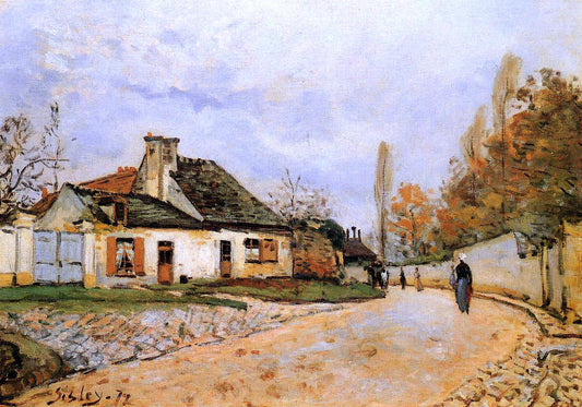  Alfred Sisley Neighborhood Street in Louveciennes (also known as Rue de Village (Voisins to Louveciennes)) - Canvas Print