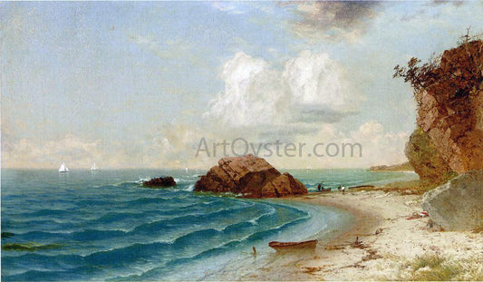  John Frederick Kensett New England Coastal View with Figures - Canvas Print