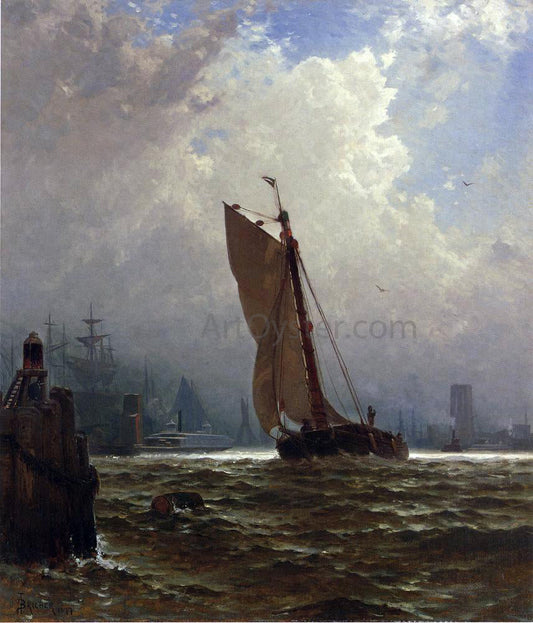  Alfred Thompson Bricher New York Harbor with the Brooklyn Bridge Under Construction - Canvas Print