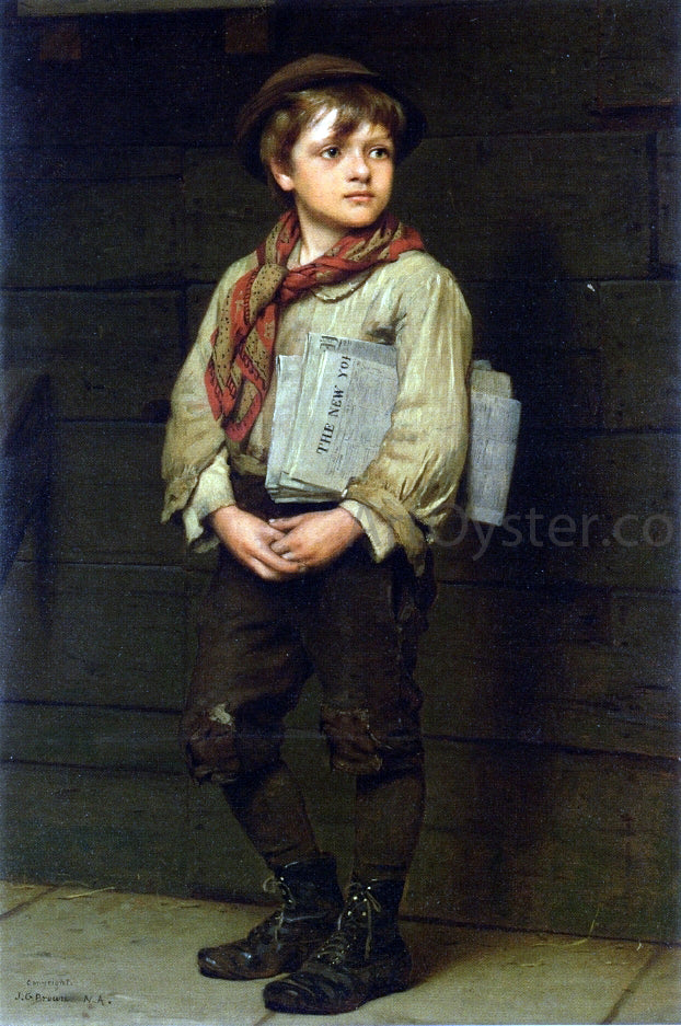  John George Brown News Boy - Canvas Print