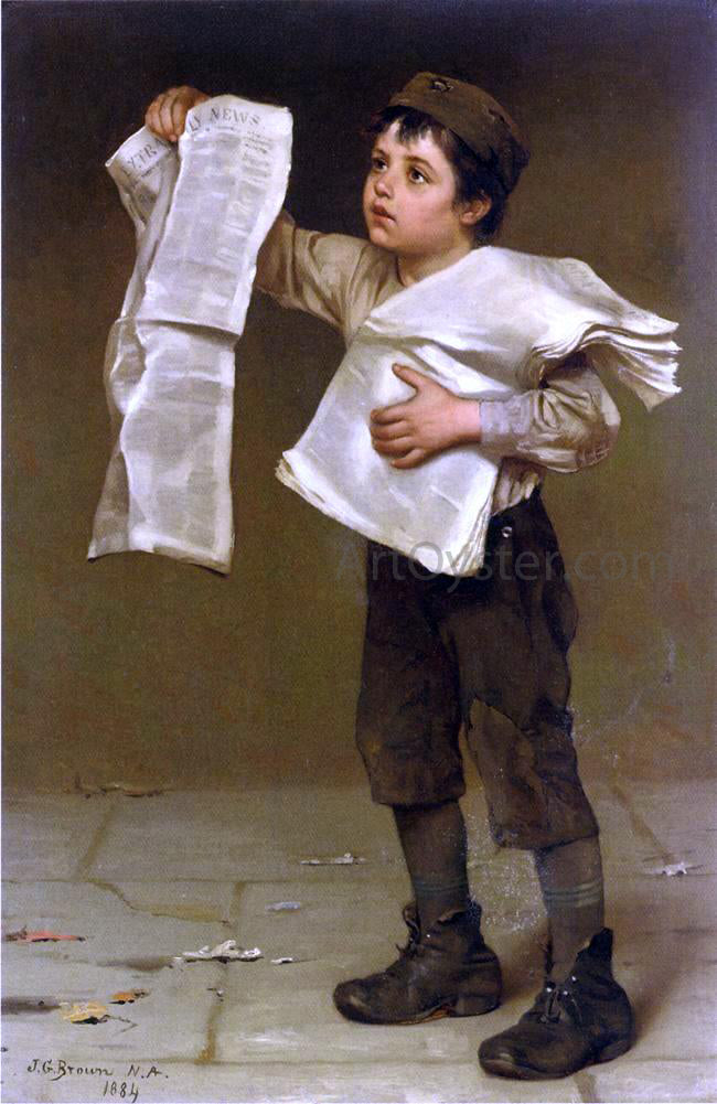  John George Brown Newsboy - Canvas Print